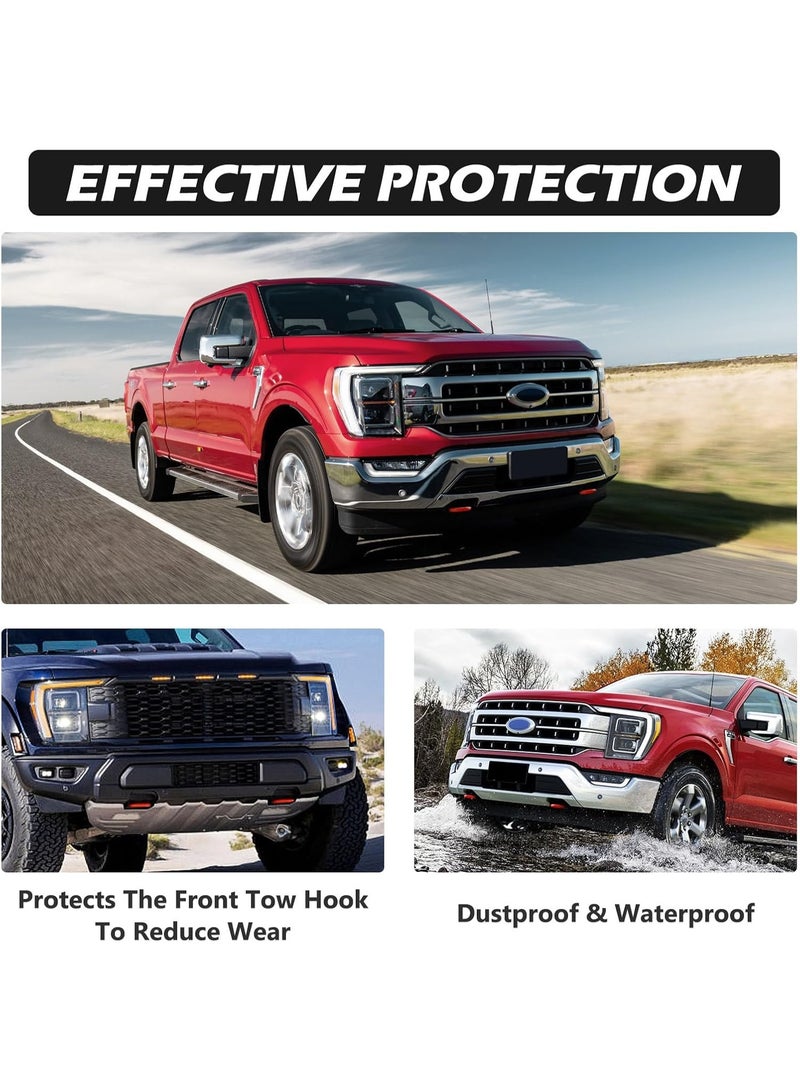 Tow Hooks Covers for Ford F150 2004-2024 Bronco Base/Big Bend/Outer Banks 2021-2024 Compatible with Toyota Tundra Accessories 2017-2021 (Red) - Image 5